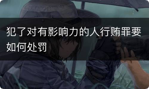 犯了对有影响力的人行贿罪要如何处罚