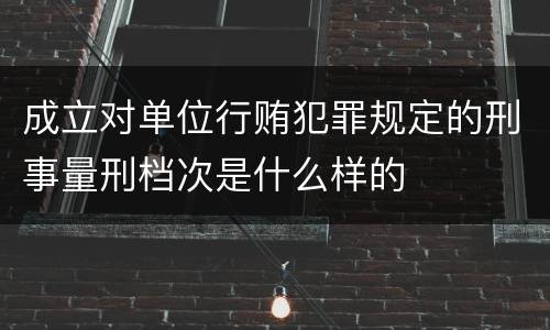 成立对单位行贿犯罪规定的刑事量刑档次是什么样的