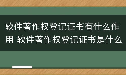 软件著作权登记证书有什么作用 软件著作权登记证书是什么