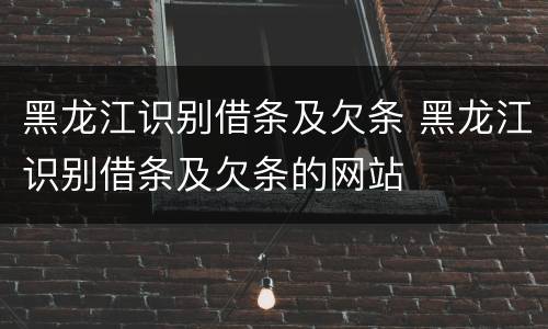 黑龙江识别借条及欠条 黑龙江识别借条及欠条的网站