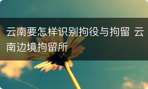 云南要怎样识别拘役与拘留 云南边境拘留所