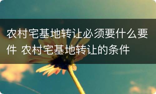 农村宅基地转让必须要什么要件 农村宅基地转让的条件