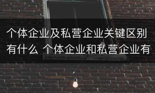 个体企业及私营企业关键区别有什么 个体企业和私营企业有什么区别和联系