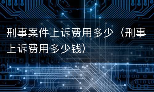 刑事案件上诉费用多少（刑事上诉费用多少钱）