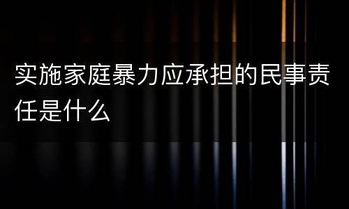 实施家庭暴力应承担的民事责任是什么
