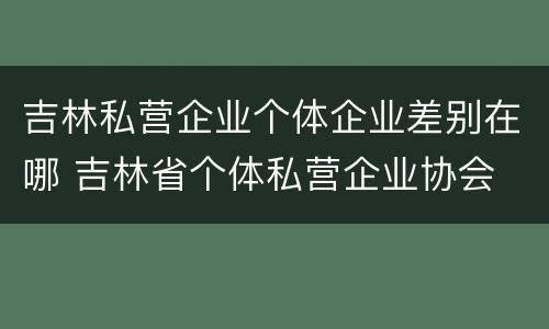 吉林私营企业个体企业差别在哪 吉林省个体私营企业协会