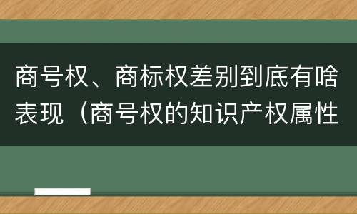 商号权、商标权差别到底有啥表现（商号权的知识产权属性）