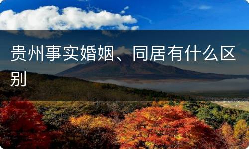 贵州事实婚姻、同居有什么区别