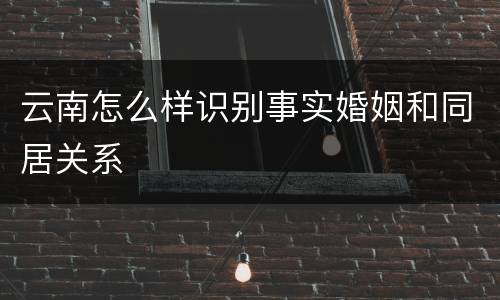 云南怎么样识别事实婚姻和同居关系