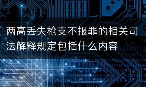 两高丢失枪支不报罪的相关司法解释规定包括什么内容