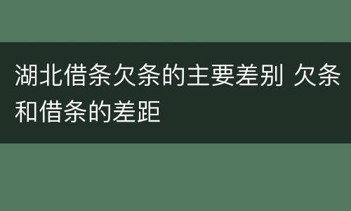 湖北借条欠条的主要差别 欠条和借条的差距