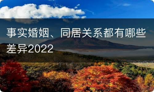 事实婚姻、同居关系都有哪些差异2022