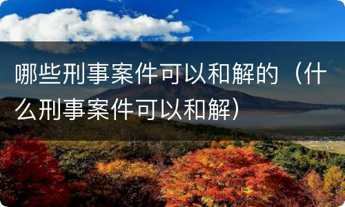 哪些刑事案件可以和解的（什么刑事案件可以和解）
