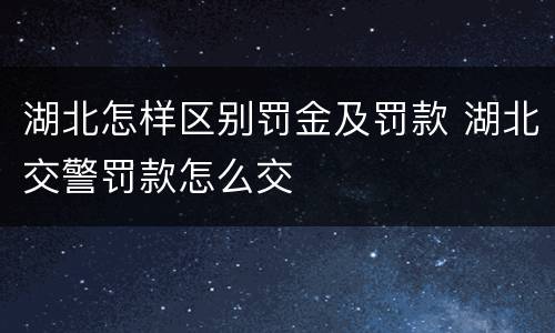 湖北怎样区别罚金及罚款 湖北交警罚款怎么交