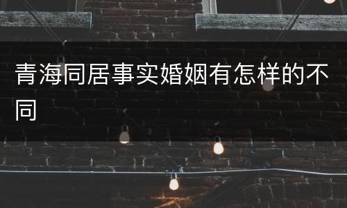 青海同居事实婚姻有怎样的不同