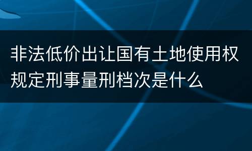 非法低价出让国有土地使用权规定刑事量刑档次是什么