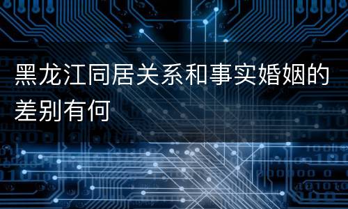 黑龙江同居关系和事实婚姻的差别有何