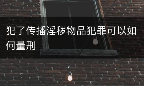 犯了传播淫秽物品犯罪可以如何量刑