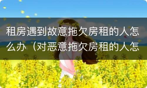 租房遇到故意拖欠房租的人怎么办（对恶意拖欠房租的人怎么办）