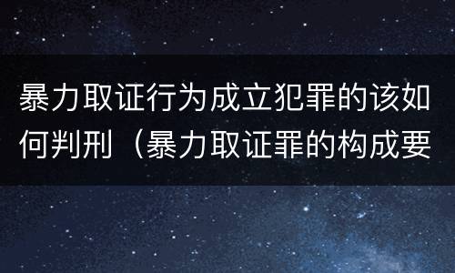 暴力取证行为成立犯罪的该如何判刑（暴力取证罪的构成要件）