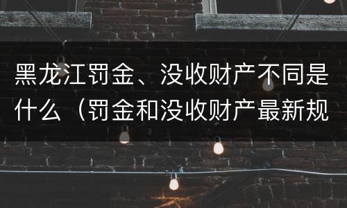 黑龙江罚金、没收财产不同是什么（罚金和没收财产最新规定）