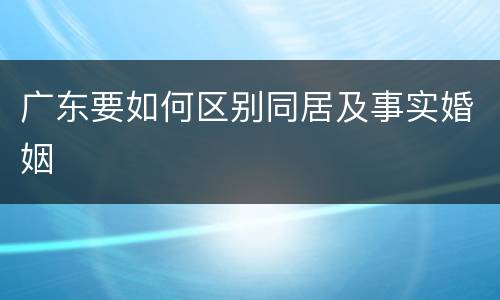 广东要如何区别同居及事实婚姻