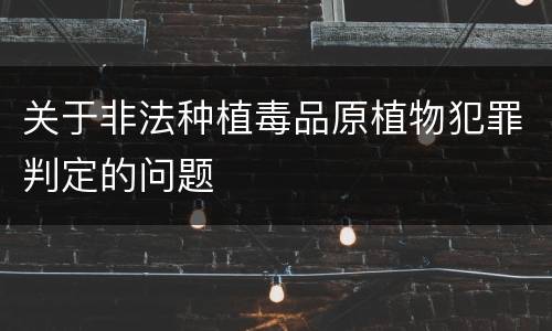 关于非法种植毒品原植物犯罪判定的问题