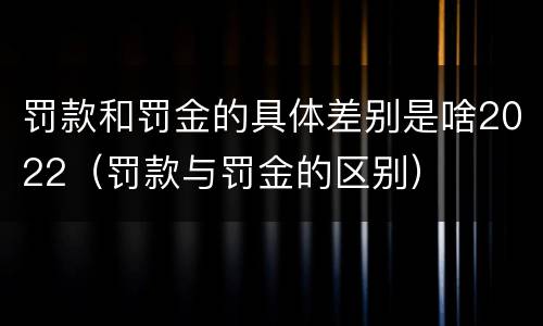 罚款和罚金的具体差别是啥2022（罚款与罚金的区别）