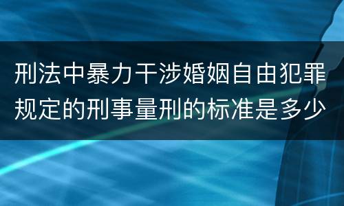 刑法中暴力干涉婚姻自由犯罪规定的刑事量刑的标准是多少