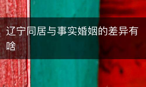 辽宁同居与事实婚姻的差异有啥