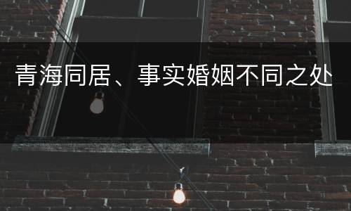 青海同居、事实婚姻不同之处