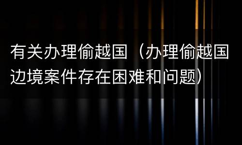 有关办理偷越国（办理偷越国边境案件存在困难和问题）