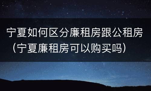 宁夏如何区分廉租房跟公租房（宁夏廉租房可以购买吗）