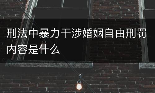 刑法中暴力干涉婚姻自由刑罚内容是什么