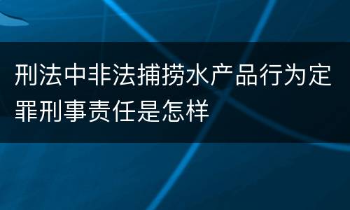 刑法中非法捕捞水产品行为定罪刑事责任是怎样