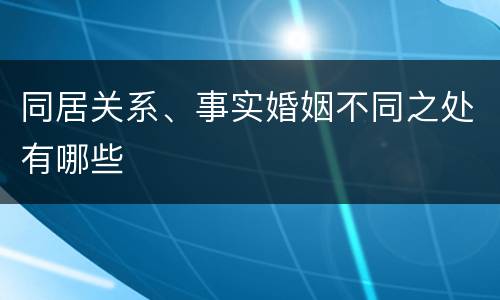同居关系、事实婚姻不同之处有哪些