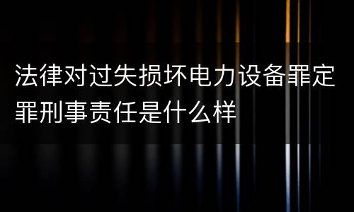 法律对过失损坏电力设备罪定罪刑事责任是什么样