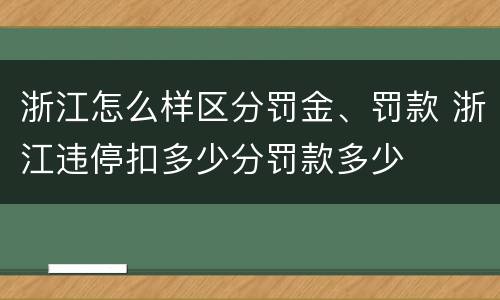浙江怎么样区分罚金、罚款 浙江违停扣多少分罚款多少