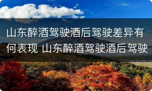 山东醉酒驾驶酒后驾驶差异有何表现 山东醉酒驾驶酒后驾驶差异有何表现呢