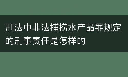 刑法中非法捕捞水产品罪规定的刑事责任是怎样的