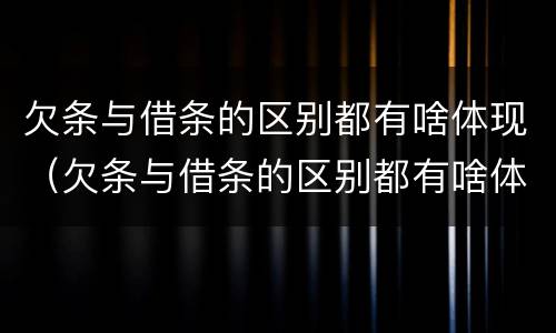 欠条与借条的区别都有啥体现（欠条与借条的区别都有啥体现呢）