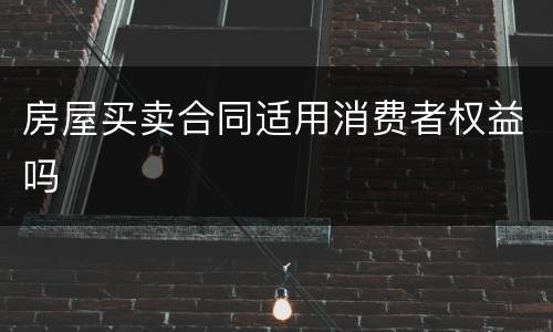房屋买卖合同适用消费者权益吗