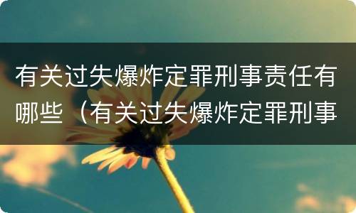 有关过失爆炸定罪刑事责任有哪些（有关过失爆炸定罪刑事责任有哪些处罚）