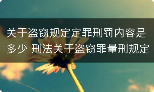 关于盗窃规定定罪刑罚内容是多少 刑法关于盗窃罪量刑规定