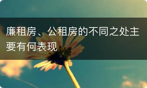 廉租房、公租房的不同之处主要有何表现