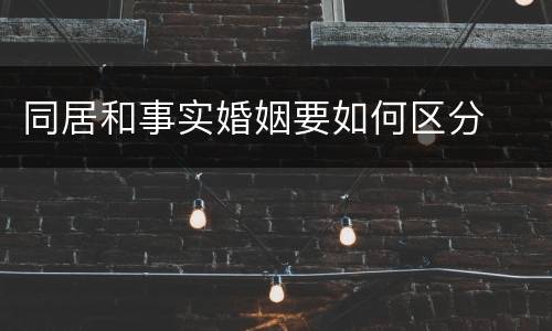 同居和事实婚姻要如何区分