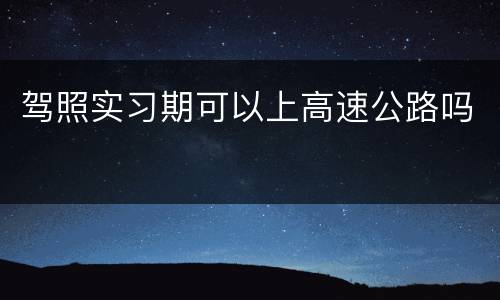 驾照实习期可以上高速公路吗