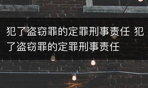 犯了盗窃罪的定罪刑事责任 犯了盗窃罪的定罪刑事责任