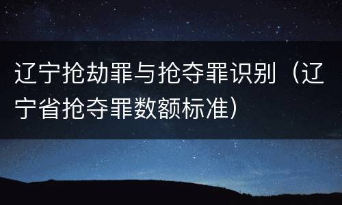 辽宁抢劫罪与抢夺罪识别（辽宁省抢夺罪数额标准）