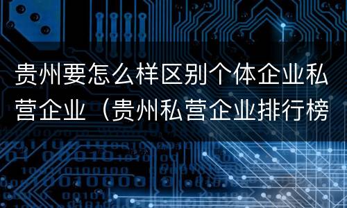 贵州要怎么样区别个体企业私营企业（贵州私营企业排行榜）
